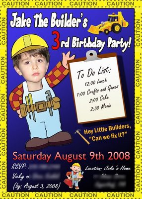 Jake's Bob the Builder Birthday Card